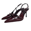 Burgundy patent slingback heels