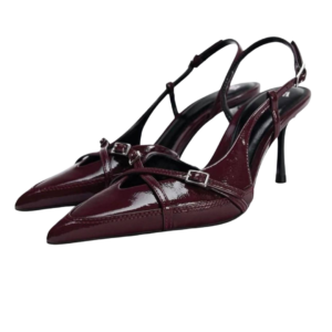 Home Burgundy patent slingback heels
